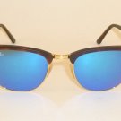 New RAY BAN  Clubmaster  Matte Tortoise RB 3016 1145/17  Blue Mirror Lenses 49mm