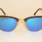 New RAY BAN Clubmaster Matte Tortoise RB 3016 1145/17 Blue Mirror Lenses 49mm