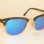 New RAY BAN Clubmaster Matte Tortoise RB 3016 1145/17 Blue Mirror Lenses 49mm