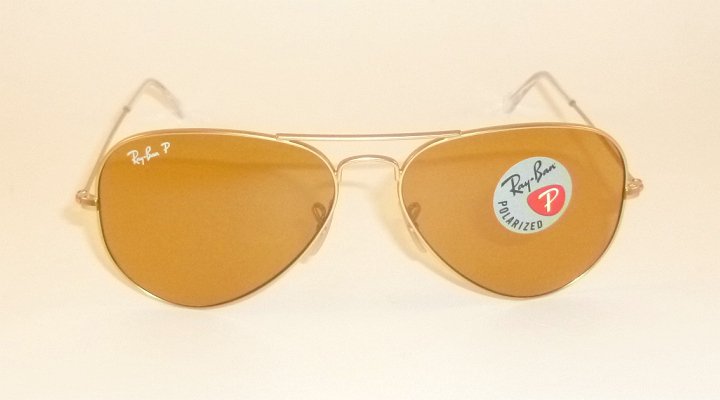 New RAY BAN Aviator Sunglasses Matte Gold  RB 3025 112/06  Polarized Orange 58mm