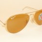 New RAY BAN Aviator Sunglasses Matte Gold RB 3025 112/06 Polarized Orange 58mm
