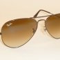 New RAY BAN Aviator Sunglasses Brown Frame  RB 3025 014/51 Gradient Brown Lenses