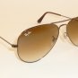 New RAY BAN Aviator Sunglasses Brown Frame  RB 3025 014/51 Gradient Brown Lenses