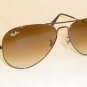 New RAY BAN Aviator Sunglasses Brown Frame  RB 3025 014/51 Gradient Brown Lenses