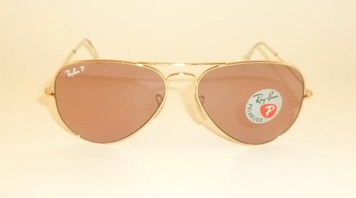 New RAY BAN Aviator Sunglasses  Gold Frame  RB 3025 001/15  Pink Polarized  55mm