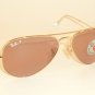 New RAY BAN Aviator Sunglasses  Gold Frame  RB 3025 001/15  Pink Polarized  55mm
