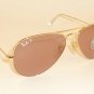 New RAY BAN Aviator Sunglasses  Gold Frame  RB 3025 001/15  Pink Polarized  55mm