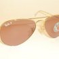New RAY BAN Aviator Sunglasses  Gold Frame  RB 3025 001/15  Pink Polarized  55mm