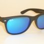RAY BAN Sunglasses Matte Black Rubber WAYFARER RB 2132 622/17 Blue Mirror 52mm