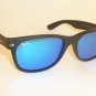 RAY BAN Sunglasses Matte Black Rubber WAYFARER RB 2132 622/17 Blue Mirror 52mm
