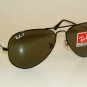 New RAY BAN Aviator Sunglasses Glass Polarized Green  RB 3025 002/58 Black  55mm