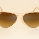 New RAY BAN Aviator Sunglasses  Matte Gold  RB 3025 112/85  Gradient Brown  55mm