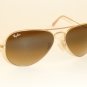 New RAY BAN Aviator Sunglasses Matte Gold RB 3025 112/85 Gradient Brown 55mm