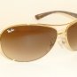 New RAY BAN Sunglasses Gold Frame RB 3386 001/13 Gradient Brown Lenses 67mm