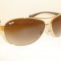 New RAY BAN Sunglasses Gold Frame RB 3386 001/13 Gradient Brown Lenses 67mm