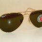 New RAY BAN  Aviator Sunglasses Glass Polarized Green  RB 3025 001/58  Gold 58mm