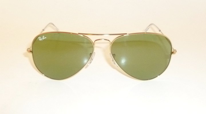 New Ray Ban AVIATOR Sunglasses Gold Frame RB 3025 001/14 Light Green Lenses 62mm