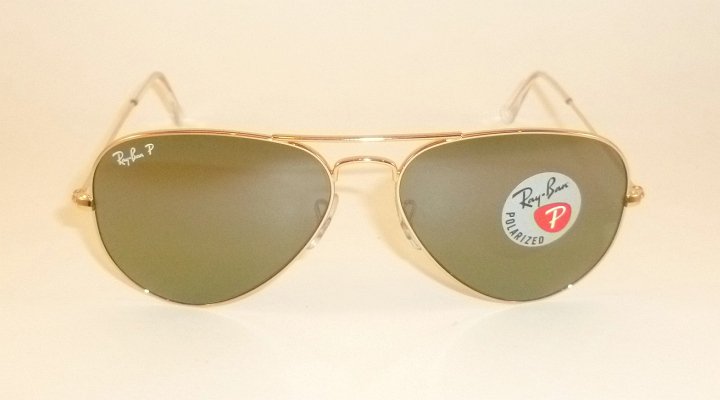 New RAY BAN Aviator Sunglasses  Gold Frame  RB 3025 001/M4  Polarized Green 62mm