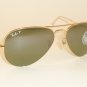 New RAY BAN Aviator Sunglasses  Gold Frame  RB 3025 001/M4  Polarized Green 62mm