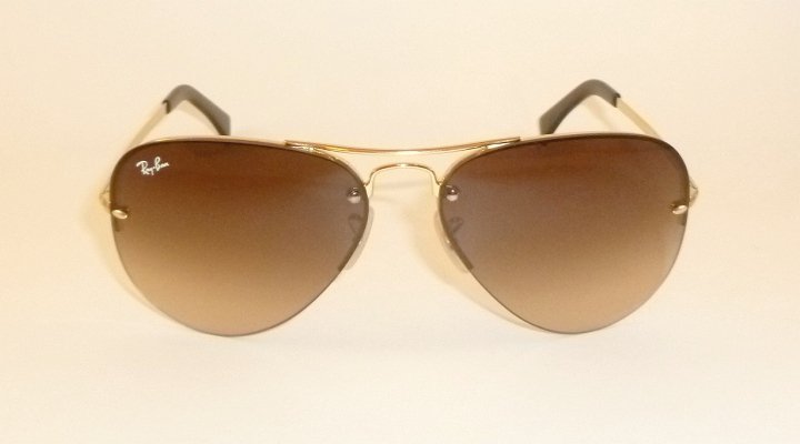 New RAY BAN Sunglasses  AVIATOR  Gold Frame  RB 3449 001/13  Gradient Brown 59mm