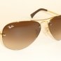 New RAY BAN Sunglasses  AVIATOR  Gold Frame  RB 3449 001/13  Gradient Brown 59mm