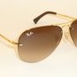 New RAY BAN Sunglasses  AVIATOR  Gold Frame  RB 3449 001/13  Gradient Brown 59mm