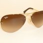 New RAY BAN Sunglasses  AVIATOR  Gold Frame  RB 3449 001/13  Gradient Brown 59mm
