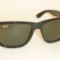 New RAY BAN Justin Sunglasses Shiny Black Frame RB 4165 601/71 Green Lenses 54mm