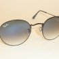 New RAY BAN Sunglasses ROUND METAL Black Frame RB 3447 006/3F Gradient Blue