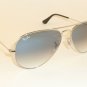 New RAY BAN Aviator Sunglasses Silver Frame RB 3025 003/3F Gradient Blue 55mm
