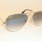 New RAY BAN Aviator Sunglasses Silver Frame RB 3025 003/3F Gradient Blue 55mm