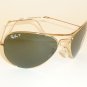 New RAY BAN FOLDING Aviator Gold Frame RB 3479 001/58 Polarized Lenses 58mm