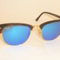 New RAY BAN Clubmaster Matte Tortoise RB 3016 1145/17 Blue Mirror Lenses 51mm