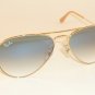 New RAY BAN Aviator Sunglasses Gold Frame RB 3025 001/3F Gradient Blue 58mm