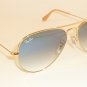 New RAY BAN Aviator Sunglasses Gold Frame RB 3025 001/3F Gradient Blue 58mm