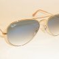 New RAY BAN Aviator Sunglasses Gold Frame RB 3025 001/3F Gradient Blue 58mm