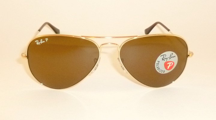New  RAY BAN  Aviator  GLASS POLARIZED  Brown  RB 3025 001/57  Gold Frame  62mm
