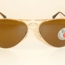 New  RAY BAN  Aviator  GLASS POLARIZED  Brown  RB 3025 001/57  Gold Frame  62mm