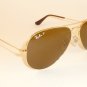 New RAY BAN Aviator GLASS POLARIZED Brown RB 3025 001/57 Gold Frame 62mm