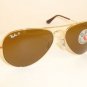 New RAY BAN Aviator GLASS POLARIZED Brown RB 3025 001/57 Gold Frame 62mm