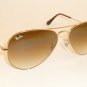 New RAY BAN Aviator Sunglasses  Gold Frame  RB 3025 001/51  Gradient Brown  58mm