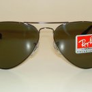 New RAY BAN Aviator Sunglasses GLASS POLARIZED GRAY RB 3025 004/58 Gunmetal 62mm
