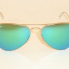 New RAY BAN Aviator Sunglasses Matte Gold Frame RB 3025 112/19 Green Mirror 55mm