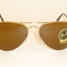 New  RAY BAN  Aviator Gold Frame  RB 3025 001/33  B-15 Glass Brown Lenses 55mm
