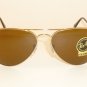 New RAY BAN Aviator Gold Frame RB 3025 001/33 B-15 Glass Brown Lenses 55mm