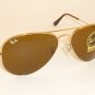 New RAY BAN Aviator Gold Frame RB 3025 001/33 B-15 Glass Brown Lenses 55mm