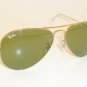 New Ray Ban AVIATOR Sunglasses Gold Frame  RB3025 W3280  Light Green Lenses 58mm