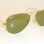New Ray Ban AVIATOR Sunglasses Gold Frame  RB3025 W3280  Light Green Lenses 58mm