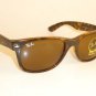 New RAY BAN Sunglasses Brown WAYFARER RB 2132 710 B-15 Glass Brown Lenses 52mm