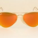 New RAY BAN  Aviator  Sunglasses  Matte Gold  RB 3025 112/69  Orange Mirror 58mm